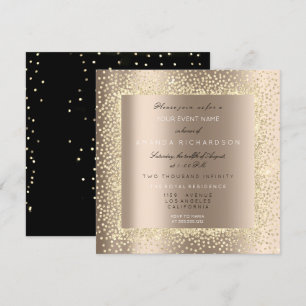 Champaigne Sepia Gold Glitter Ivory Confetti Lux Invitation