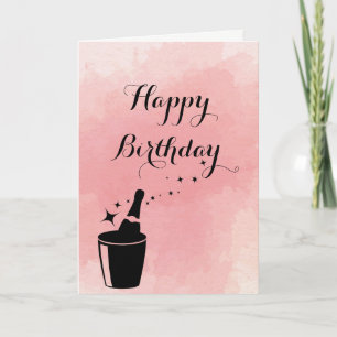 Champange & Rose Birthday Card