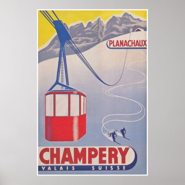 Champery Switzerland Vintage Ski Poster (Front)