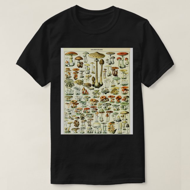 Champignons Mushrooms Vintage Botanical Illustrati T-Shirt (Design Front)