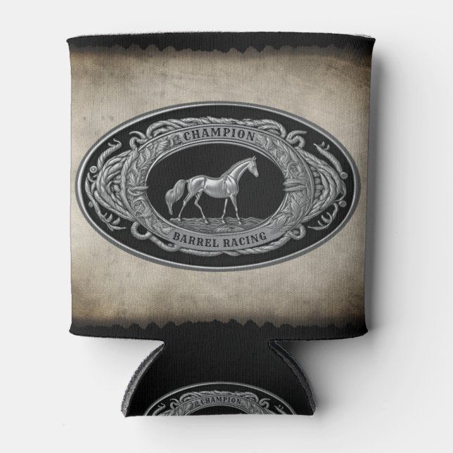 Champion Barrel Racing Rodeo Country Western  Can Cooler (Front)