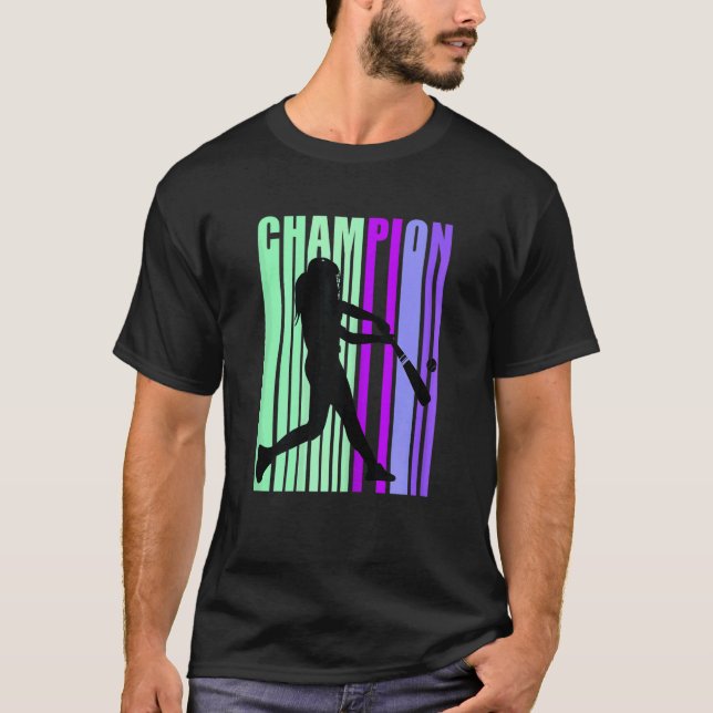 Champion Baseball Softball Player Team Coach Girls T-Shirt (Front)