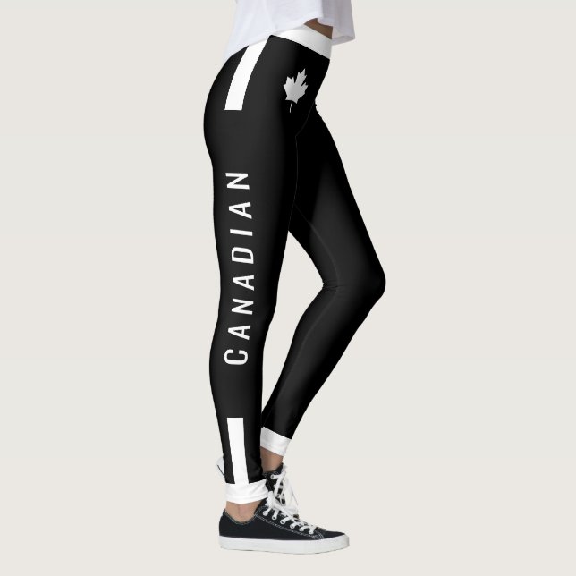 Champion Canadian White Maple on Black (cust) Leggings (Right)