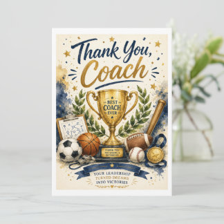 Champion Coach Thank You Trophy Card