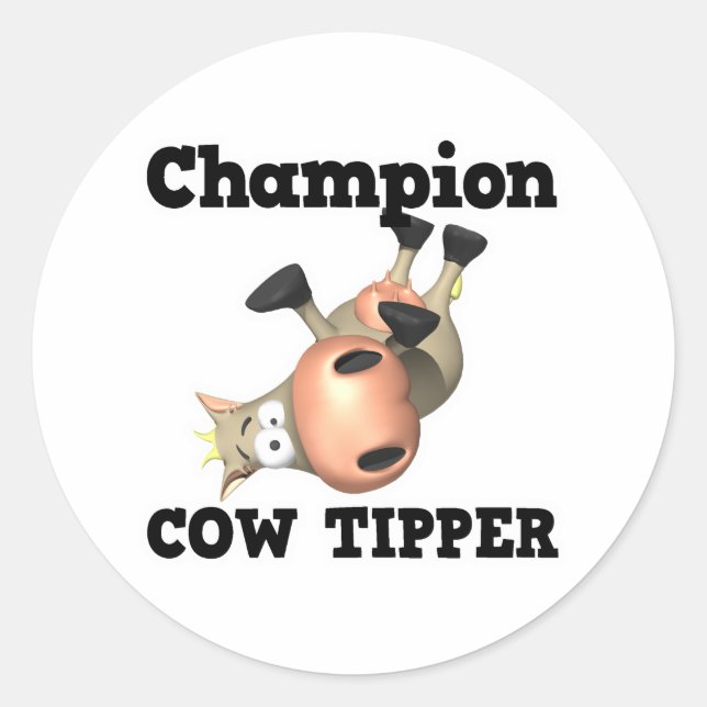 Champion Cow Tipper Classic Round Sticker (Front)