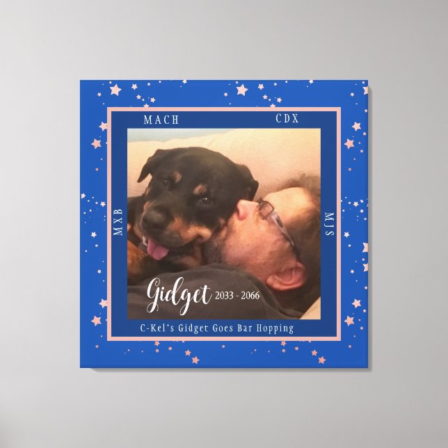 Champion Dog Photo Titles Celebration Canvas Print (Front)