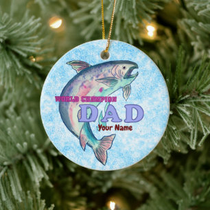 Champion Fishing Dad Ceramic Tree Decoration