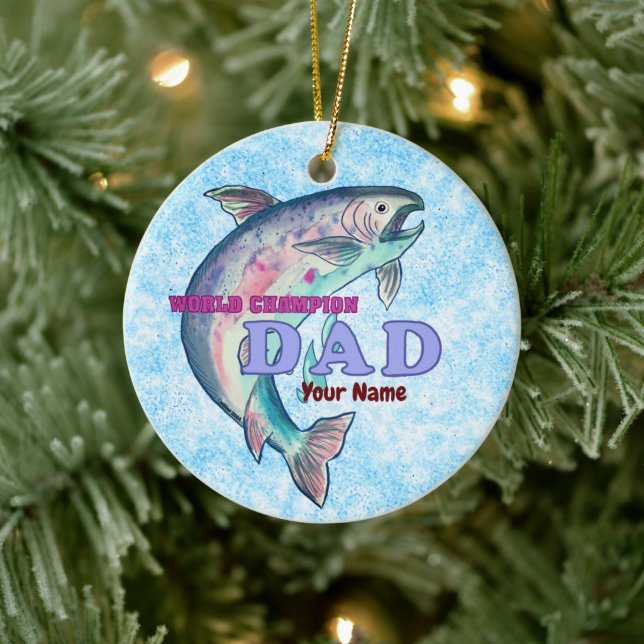 Champion Fishing Dad  Ceramic Tree Decoration (Tree)