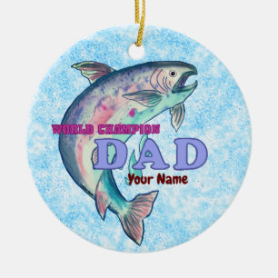 Champion Fishing Dad  Ceramic Tree Decoration