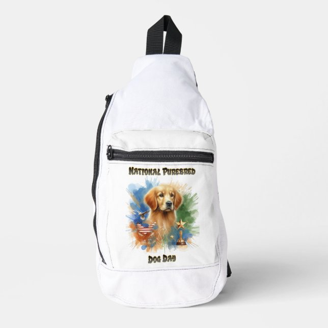 Champion Golden Retriever Sparkles With Trophy Sling Bag (Front)