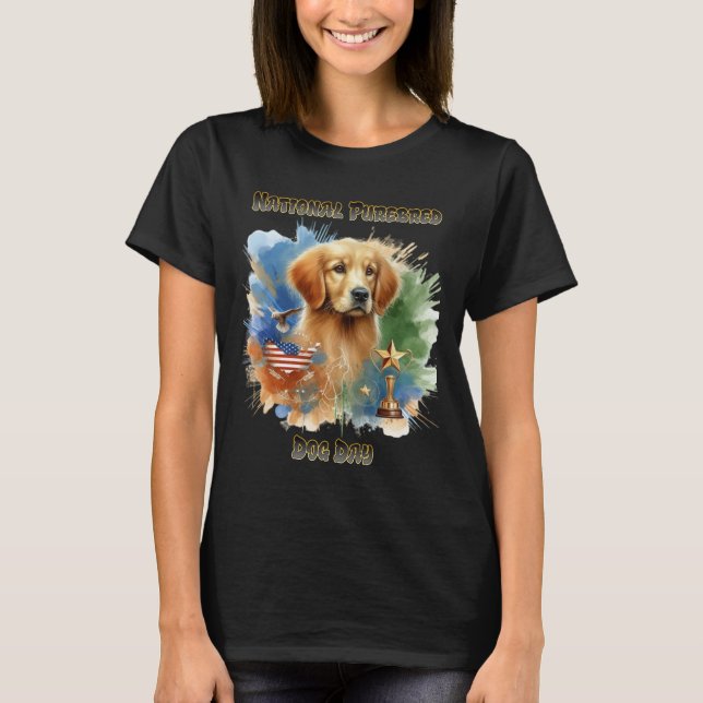 Champion Golden Retriever Sparkles With Trophy T-Shirt (Front)