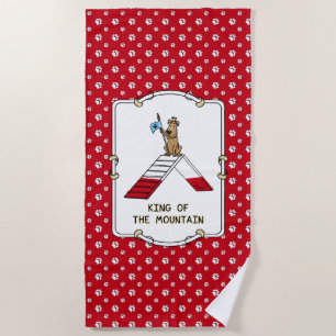Champion king of the mountain dog agility funny beach towel