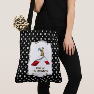 Champion king of the mountain dog agility funny tote bag
