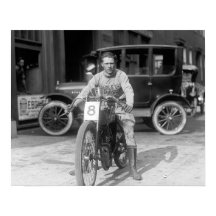 Champion Motorcycle Racer, 1922. Vintage Photo