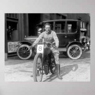 Champion Motorcycle Racer, 1922. Vintage Photo Poster