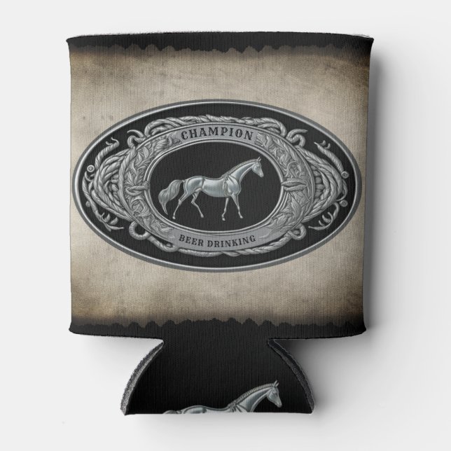 Champion Rodeo Beer Drinking Country Western Belt  Can Cooler (Front)