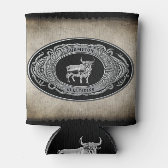 Champion Rodeo Bull Riding Country Western Belt Can Cooler (Front)
