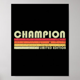 Champion Surname Funny Retro Vintage 80s Birthday Poster