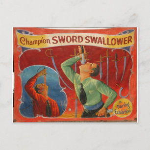 Champion Sword Swallower Postcard