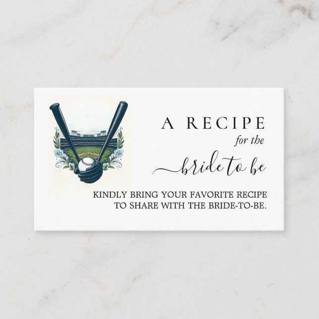 Champion Team Ball Field Baseball Bridal Shower Enclosure Card (Front)