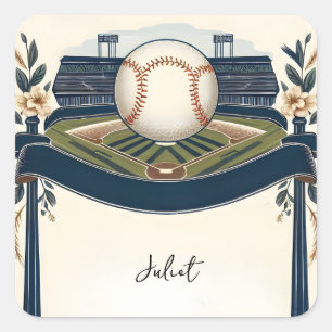 Champion Team Ball Field Baseball Bridal Shower Square Sticker