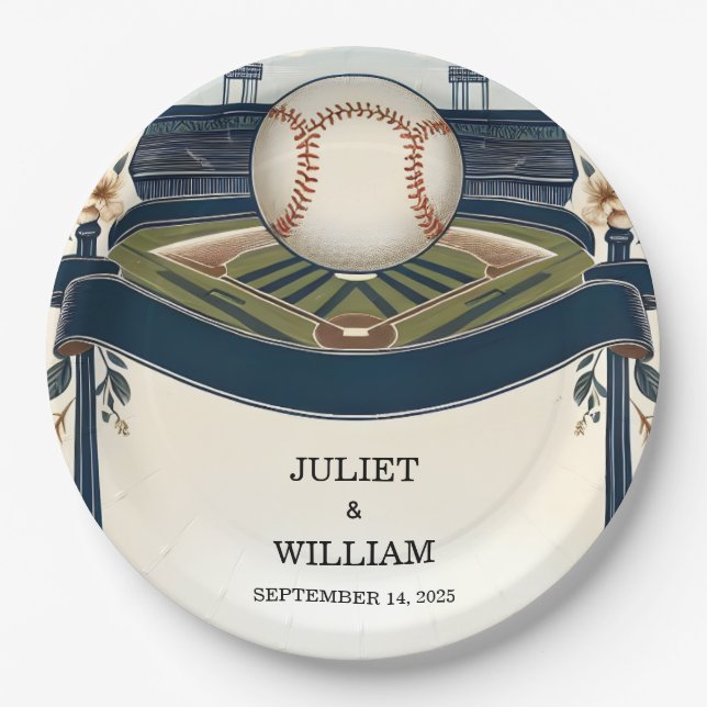 Champion Team Ball Field Pitch Baseball Wedding Paper Plate (Front)