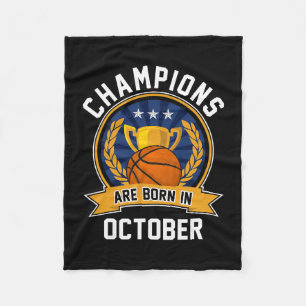 Champions Are Born In October Sketll Birthday Gift Fleece Blanket