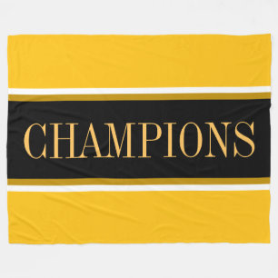 CHAMPIONS Bold Bright Yellow Black White Stripes  Fleece Blanket