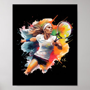 Champion's Focus – Female Tennis Player In Action Poster
