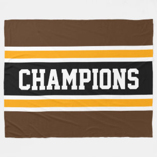 CHAMPIONS Fun Bold Deep Black Yellow Stripes Fleece Blanket