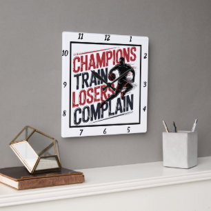 Champions Train Users Complain Basketball Square Wall Clock