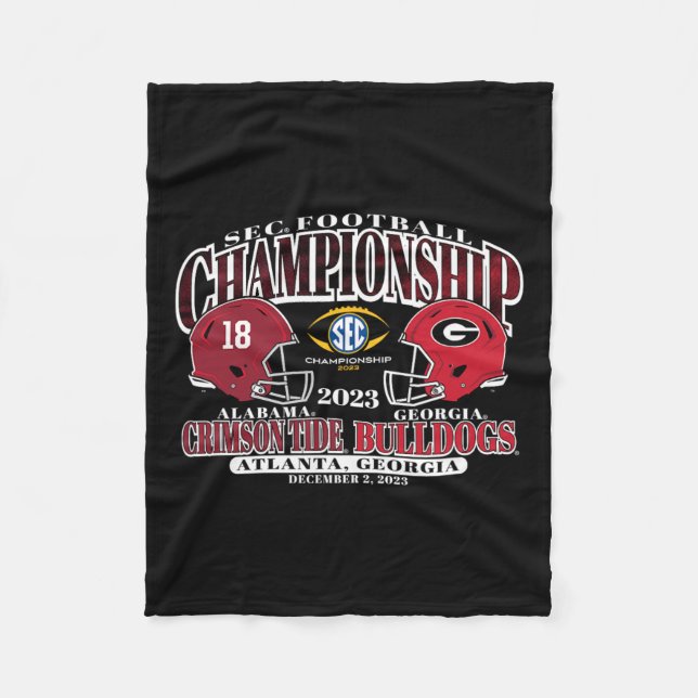 Championship 2023 Alabama V Georgia Football Black Fleece Blanket (Front)