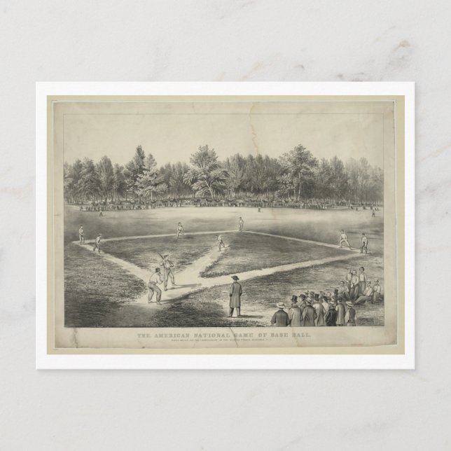 Championship Baseball, 1866, by Currier & Ives Postcard (Front)