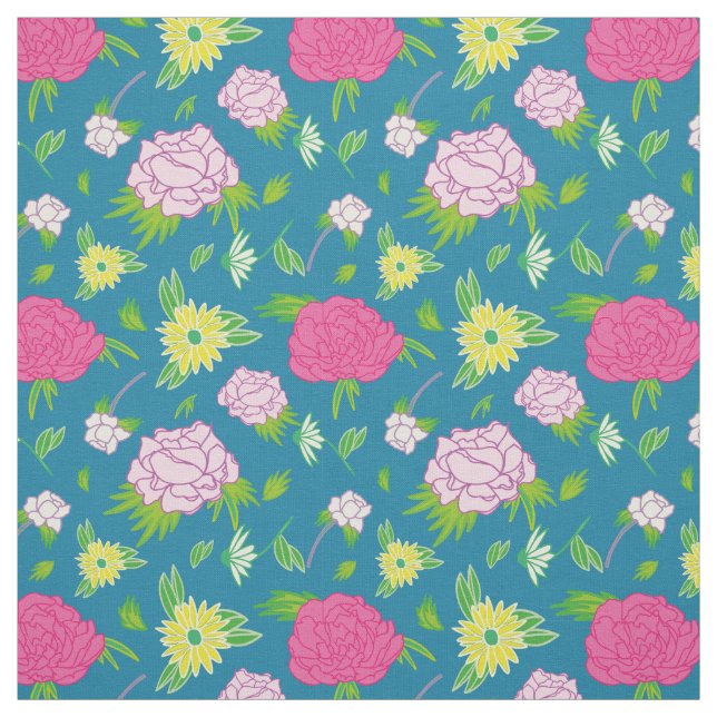 championships and daisies fabric (Swatch)