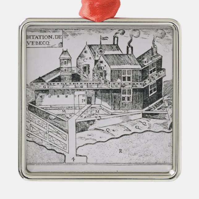 Champlain's View of Quebec Metal Tree Decoration (Front)