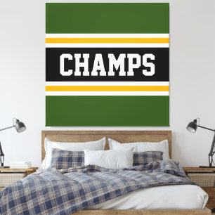 CHAMPS Athletic Fun Forest Orange Black Stripes Canvas Print