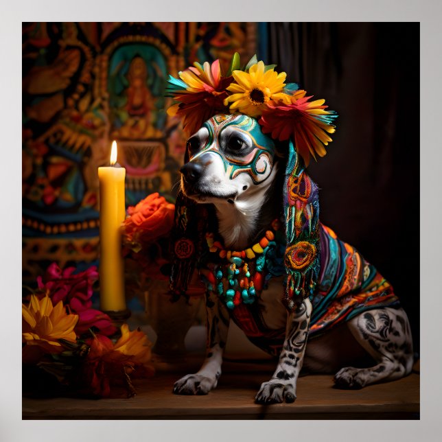 Chamuco Dog in an Altar for Day of the Dead Poster (Front)
