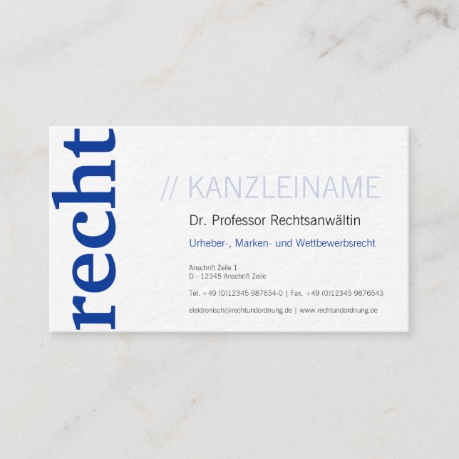Chancellery visiting card blue (Front)