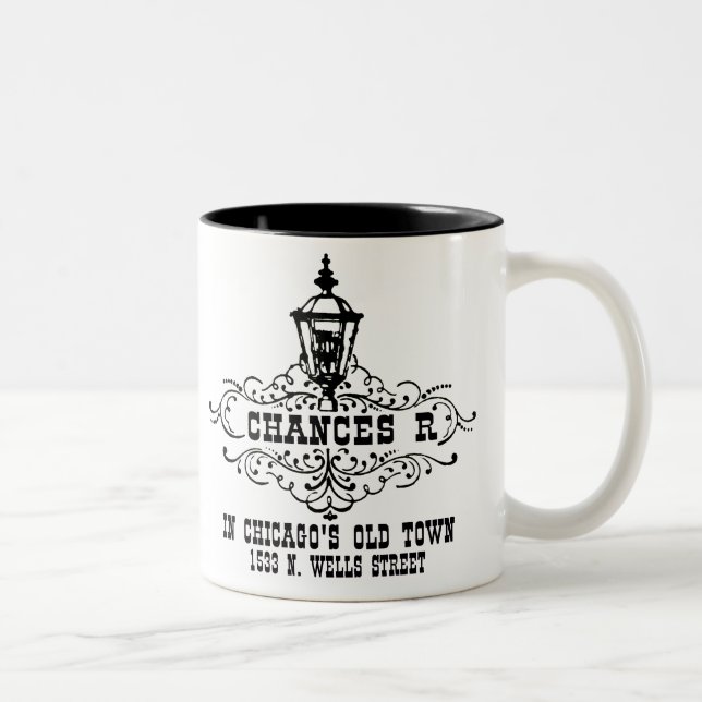 Chances R Restaurant, Chicago and Chicagoland area Two-Tone Coffee Mug (Right)