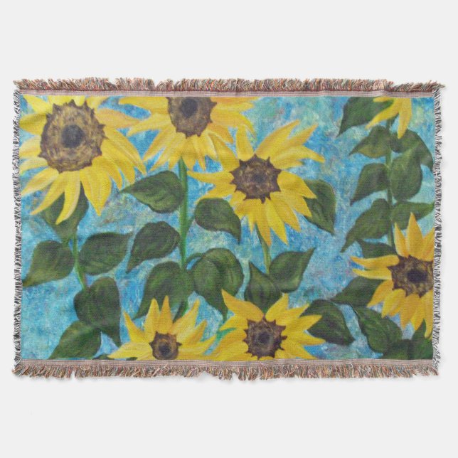 Chance's Sunflowers Afghan Throw Blanket (Front)