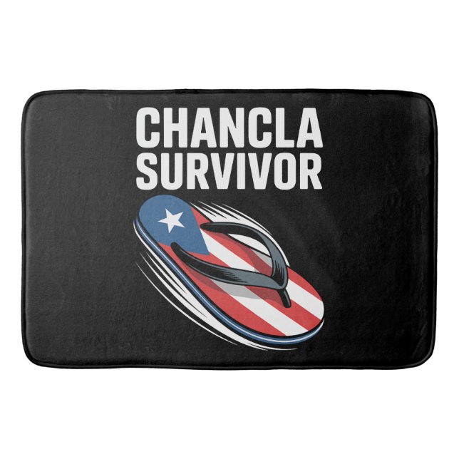 Chancla Survivor Funny Spanish Joke Bath Mat (Front)