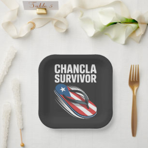 chancla survivor funny spanish joke paper plate