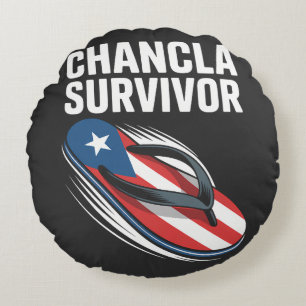 chancla survivor funny spanish joke round cushion