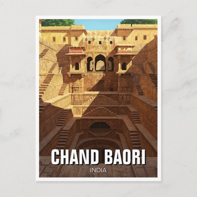 Chand Baori Stepwell India Travel Postcard (Front)