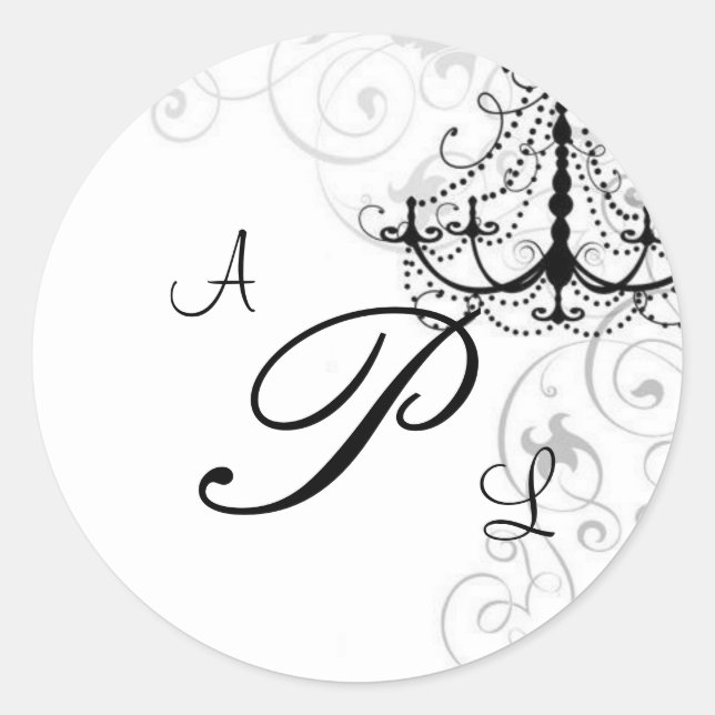 Chandelabra Monogram Wedding Sticker (Front)