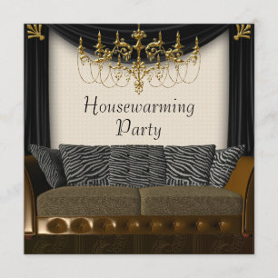 Chandeleir Zebra Sofa Housewarming Party Invitation