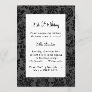 Chandelier and  Damask Birthday Invitation