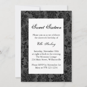 Chandelier and  Damask Birthday Invitation