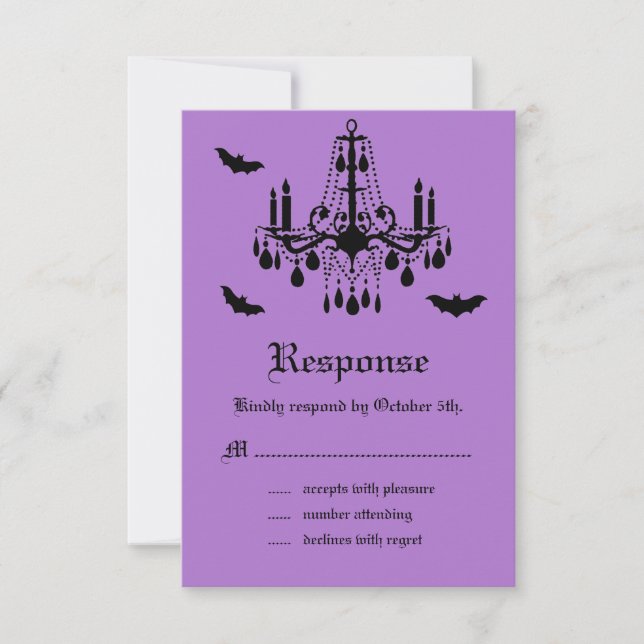 Chandelier and Damask RSVP (Front)