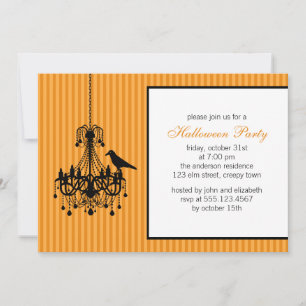 Chandelier and Raven Halloween Party Invitations